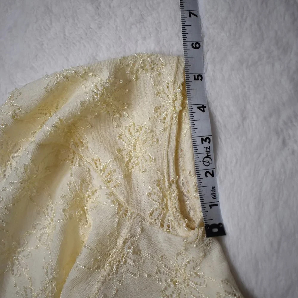 Free People Dress Daisy Lace Sz M Mini Floral Stretchy Neutral Cottagecore Boho - Picture 15 of 15